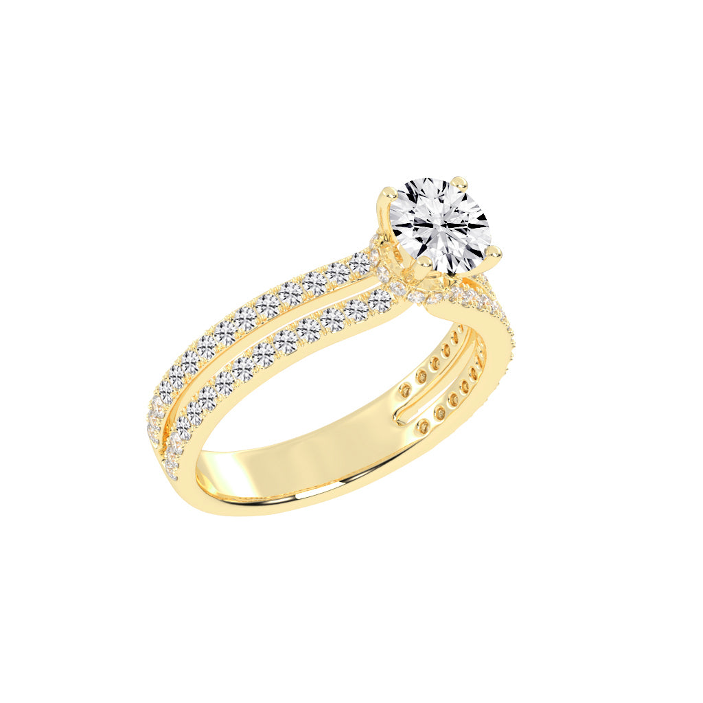 Sidovia split round cut side stone lab diamond ring