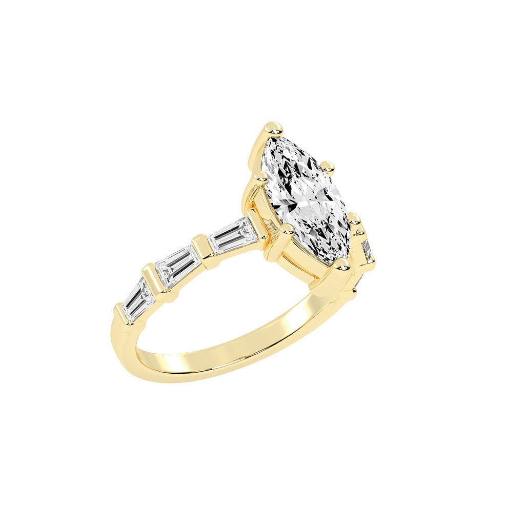 Veriside  Marquise Side Stone Lab Diamond Ring