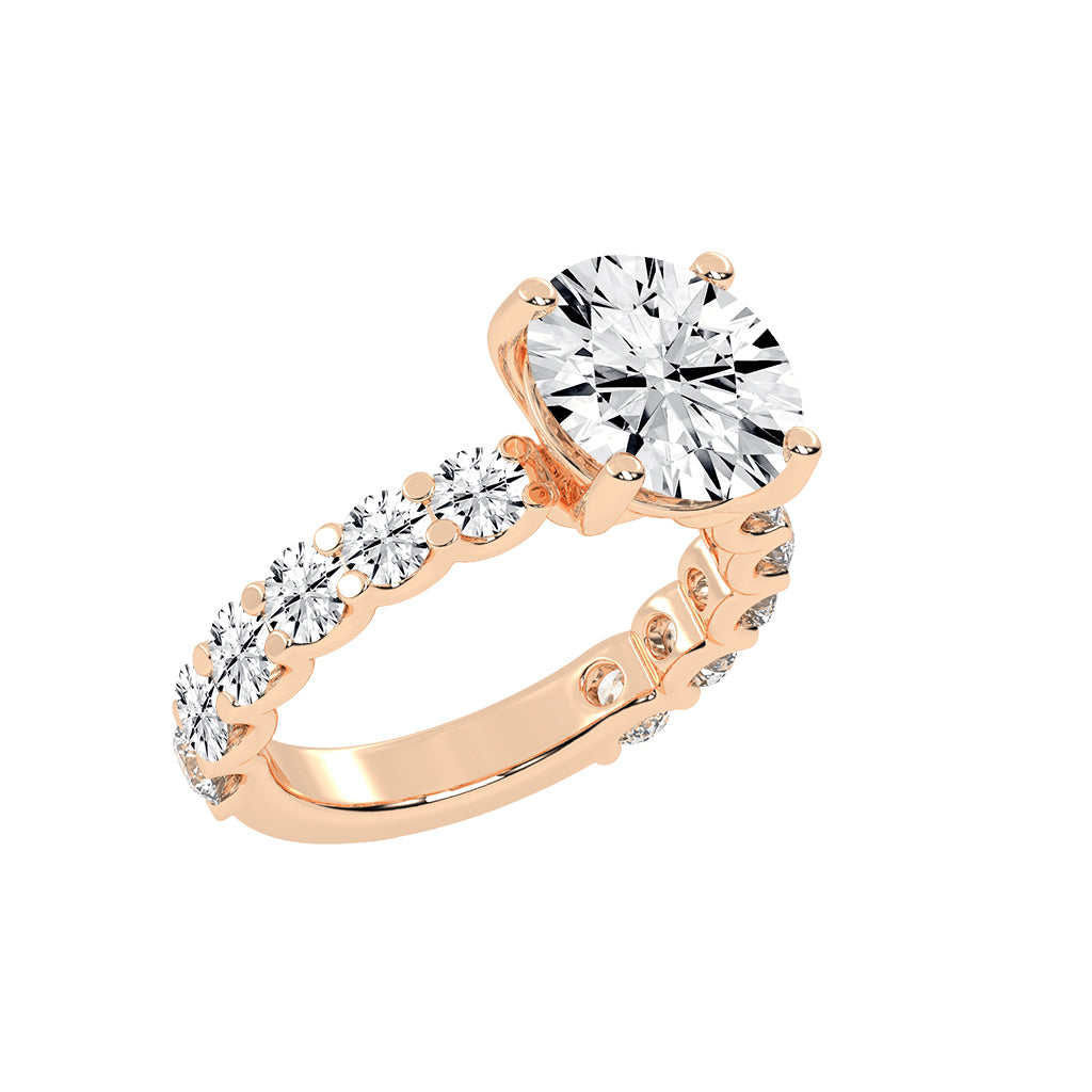 Sidoline Round Cut Side Stone Lab Diamond Ring