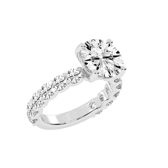 Sidoline Round Cut Side Stone Lab Diamond Ring