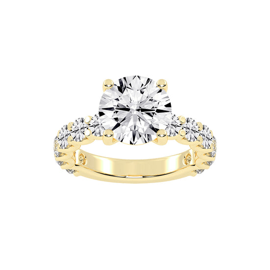 Sidoline Round Cut Side Stone Lab Diamond Ring