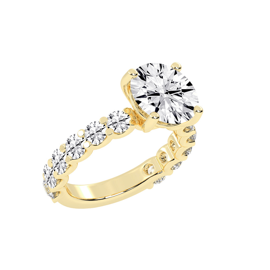 Sidoline Round Cut Side Stone Lab Diamond Ring