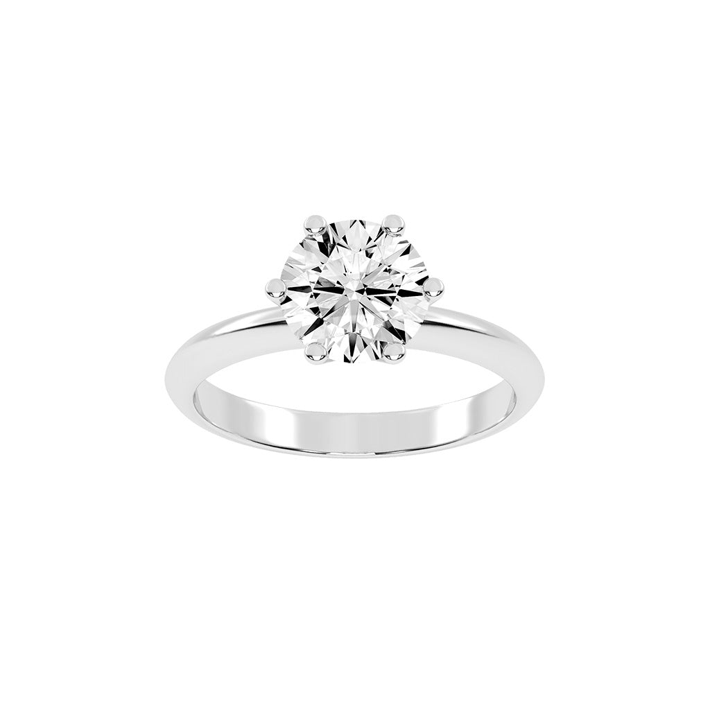 Solastrina Six Prong Round Cut Solitaire Lab Diamond Ring