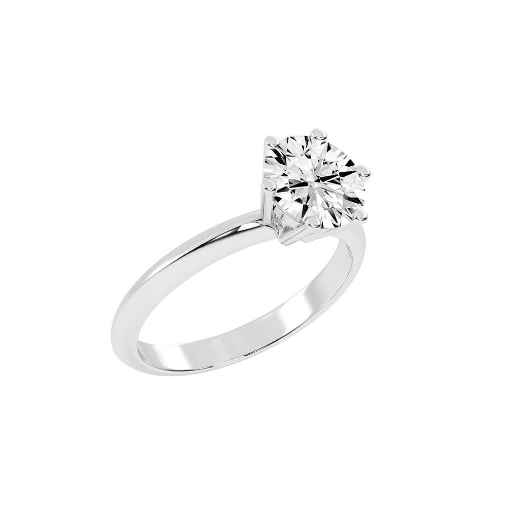 Solastrina Six Prong Round Cut Solitaire Lab Diamond Ring