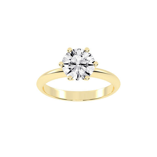Solastrina Six Prong Round Cut Solitaire Lab Diamond Ring
