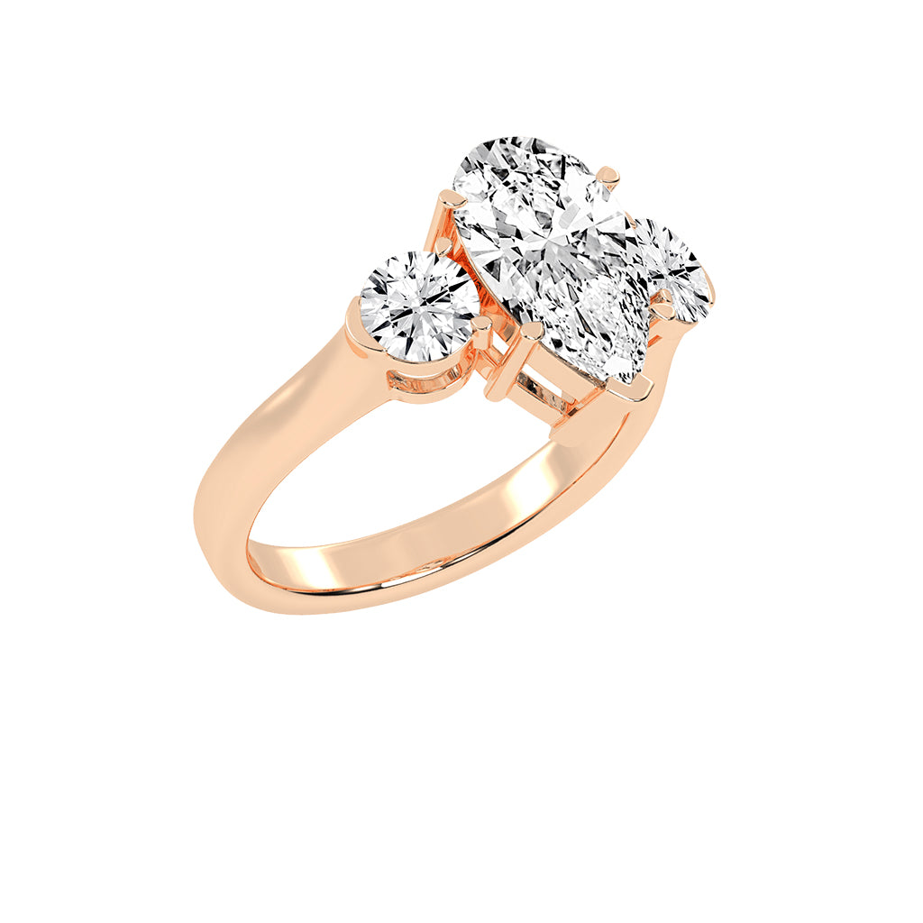 Triosium Pear Cut Three Stone Lab Diamond Ring