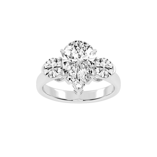 Triosium Pear Cut Three Stone Lab Diamond Ring