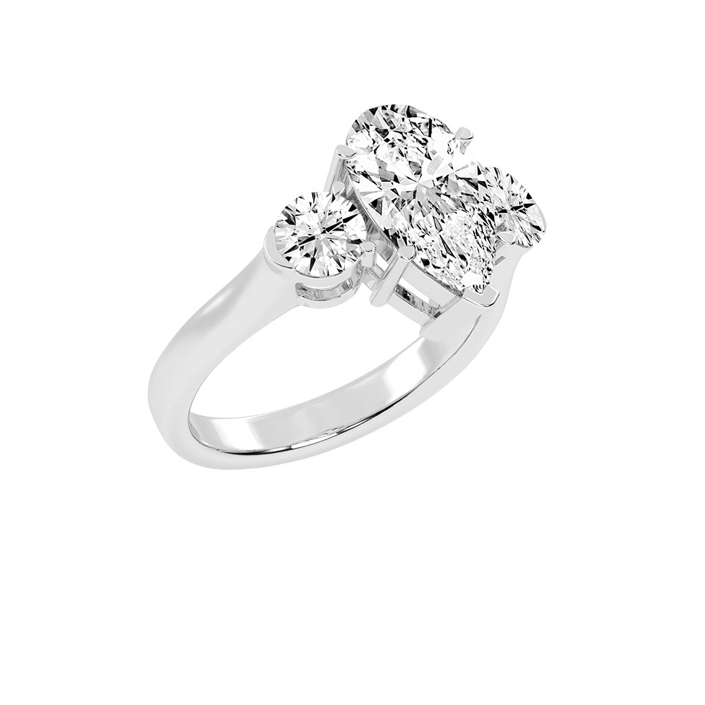 Triosium Pear Cut Three Stone Lab Diamond Ring