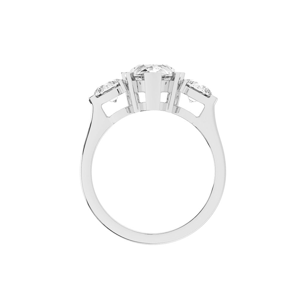 Triosium Pear Cut Three Stone Lab Diamond Ring