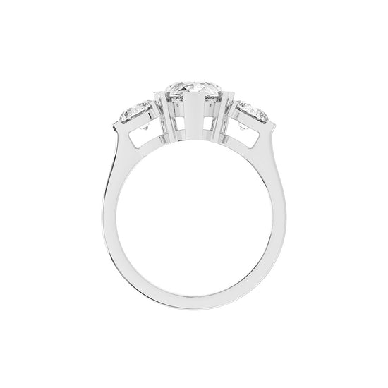 Triosium Pear Cut Three Stone Lab Diamond Ring