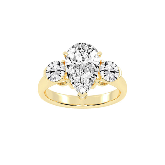 Triosium Pear Cut Three Stone Lab Diamond Ring