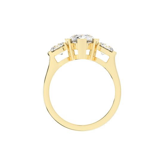 Triosium Pear Cut Three Stone Lab Diamond Ring