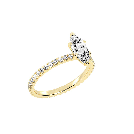 Cheriscia Six Prong Marquise Cut Engagement Lab Diamond Ring