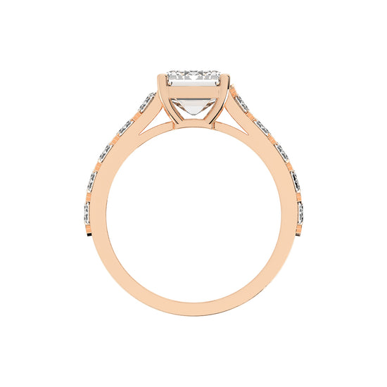 Luxistra Four Prong Emerald Cut Classic Lab Diamond Ring