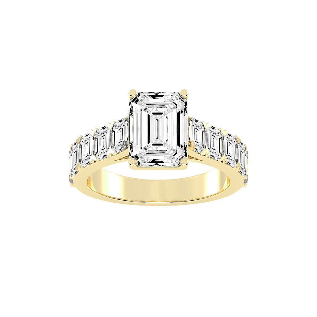 Luxistra Four Prong Emerald Cut Classic Lab Diamond Ring