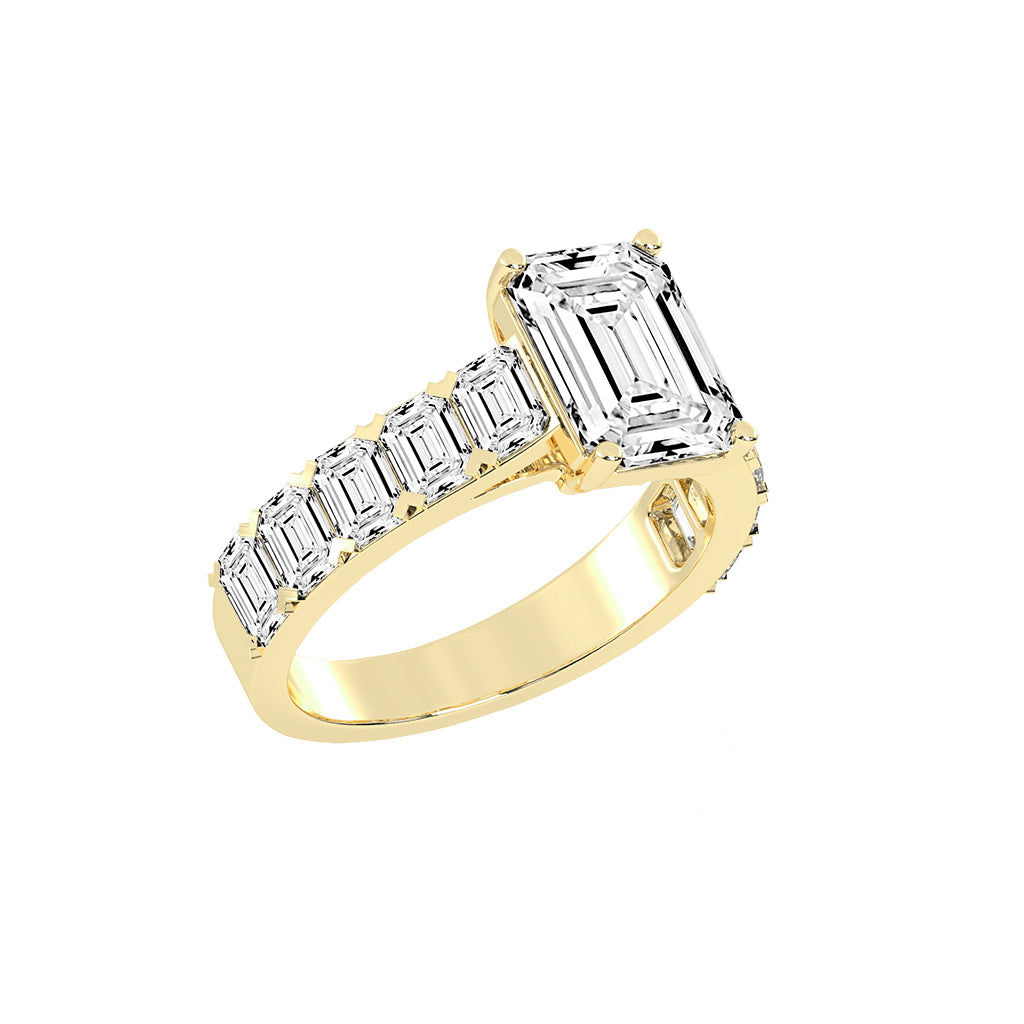 Luxistra Four Prong Emerald Cut Classic Lab Diamond Ring