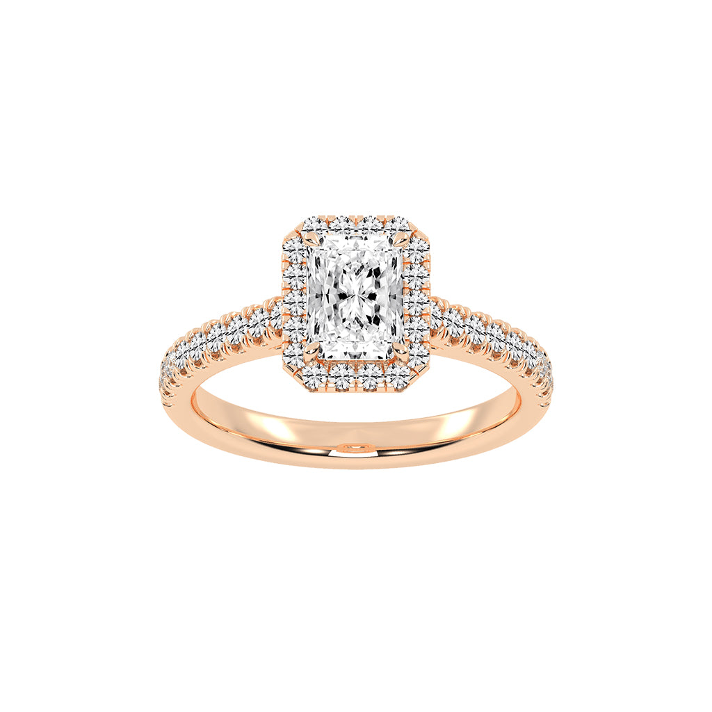 Haliente Radiant Cut Halo Lab Diamond Ring