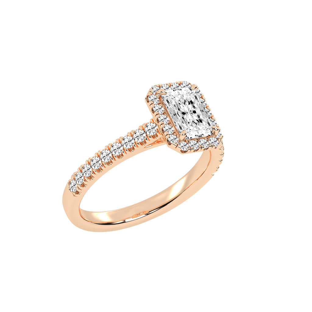 Haliente Radiant Cut Halo Lab Diamond Ring