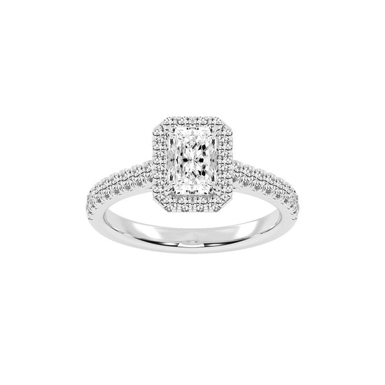 Haliente Radiant Cut Halo Lab Diamond Ring
