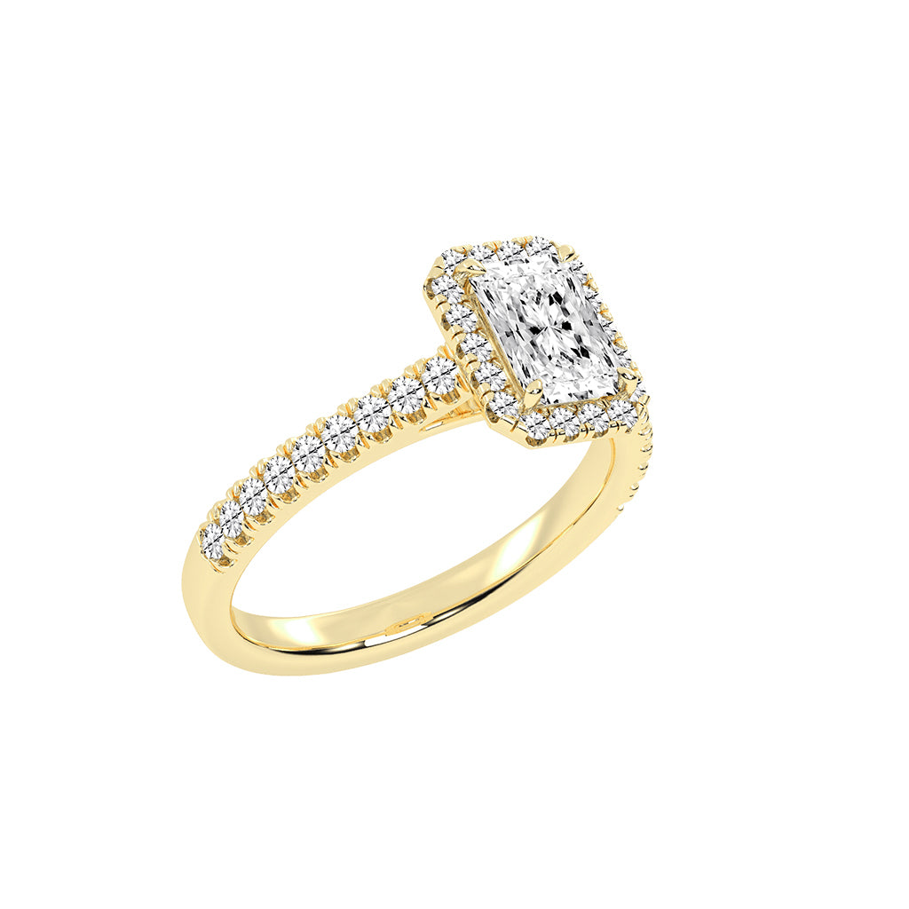 Haliente Radiant Cut Halo Lab Diamond Ring