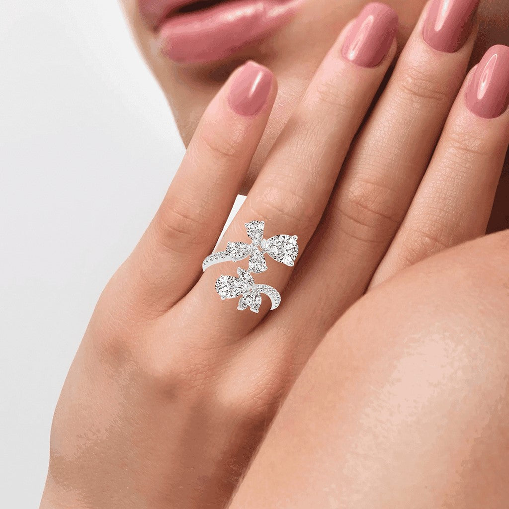 Luminiss Pear Cut Cocktail Lab Diamond Ring