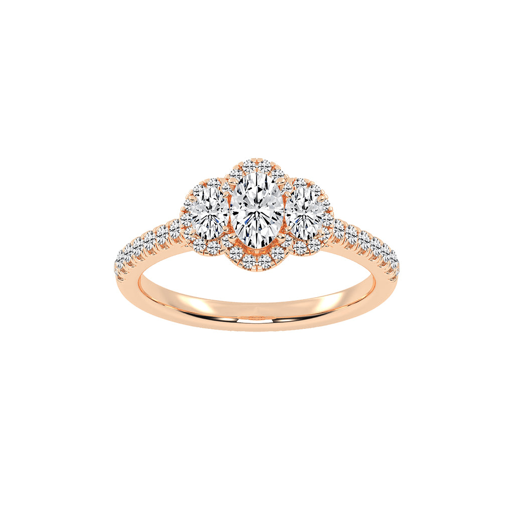 Haltrisse Oval Cut Halo Lab Diamond Ring