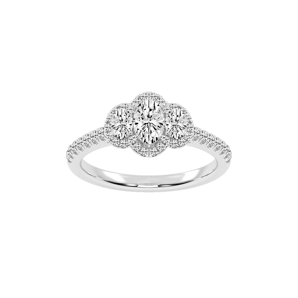 Haltrisse Oval Cut Halo Lab Diamond Ring