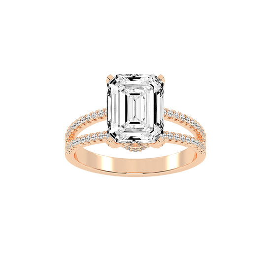 Alurene Split Shank Emerald Cut Classic Lab Diamond Ring