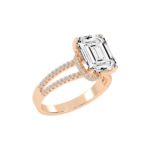 Alurene Split Shank Emerald Cut Classic Lab Diamond Ring