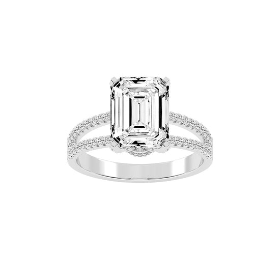 Alurene Split Shank Emerald Cut Classic Lab Diamond Ring
