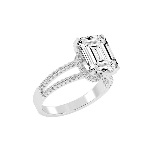 Alurene Split Shank Emerald Cut Classic Lab Diamond Ring