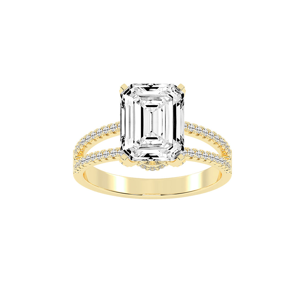 Alurene Split Shank Emerald Cut Classic Lab Diamond Ring