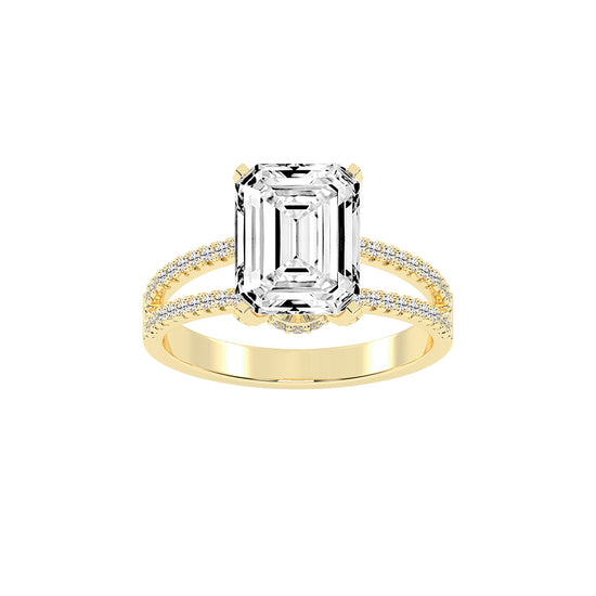 Alurene Split Shank Emerald Cut Classic Lab Diamond Ring
