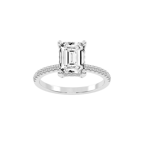 Lumerion Emerald Cut Side Stone Lab Diamond Ring