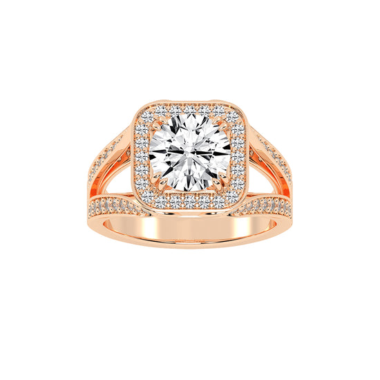 Elureva Split Shank Round Cut Classic Lab Diamond Ring