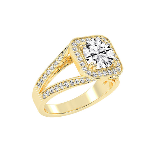 Elureva Split Shank Round Cut Classic Lab Diamond Ring