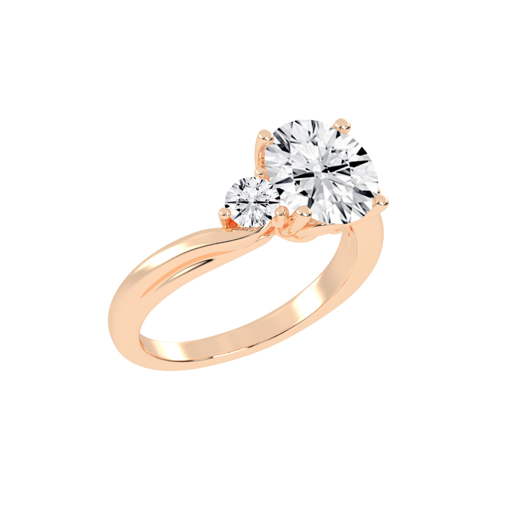 Triavara Four Prong Round Cut Lab Diamond Ring