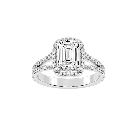 Vitrana Split Shank Emerald Cut Classic Lab Diamond Ring