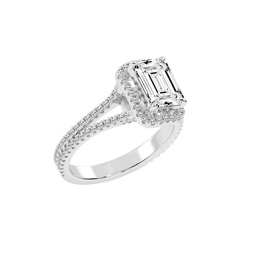 Vitrana Split Shank Emerald Cut Classic Lab Diamond Ring