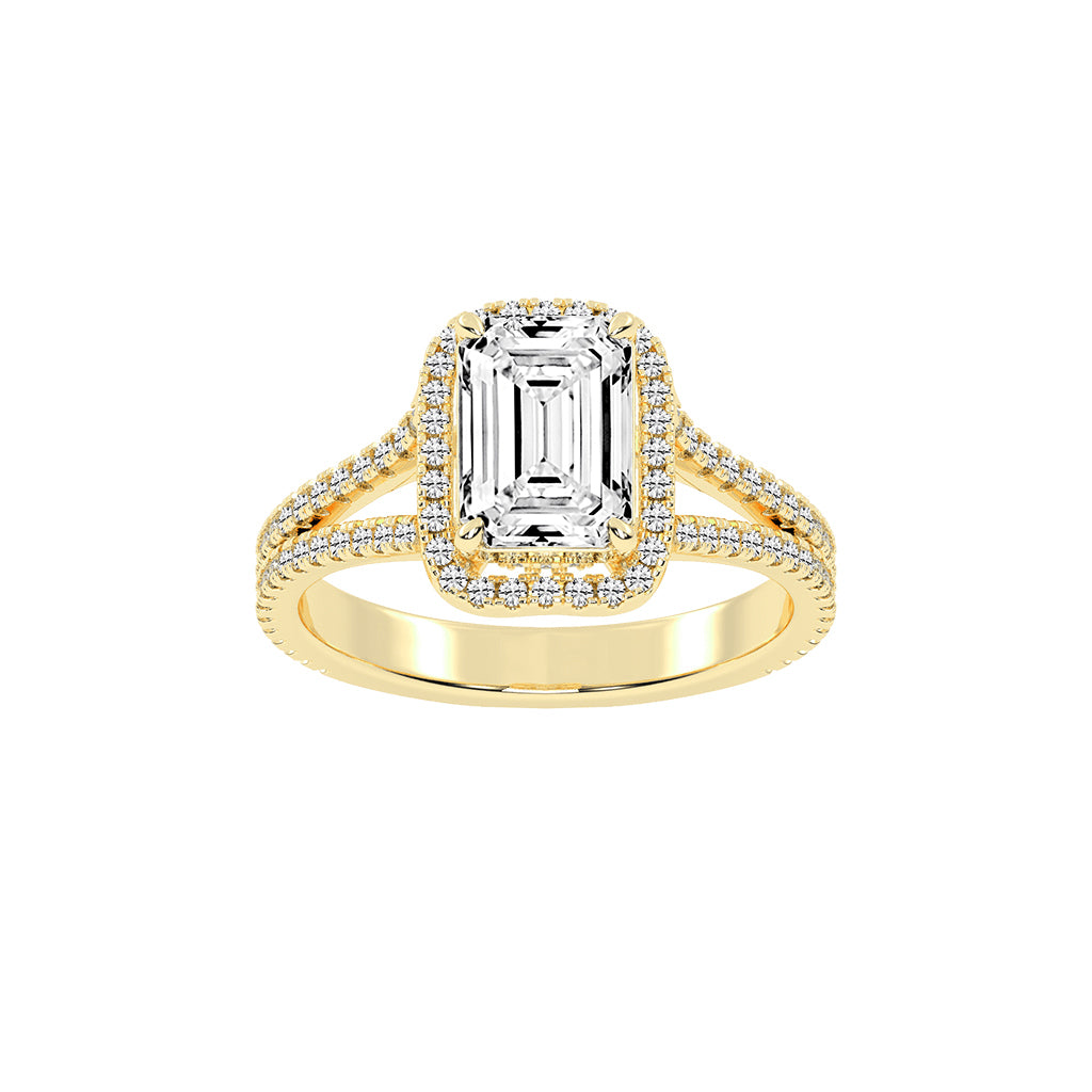 Vitrana Split Shank Emerald Cut Classic Lab Diamond Ring