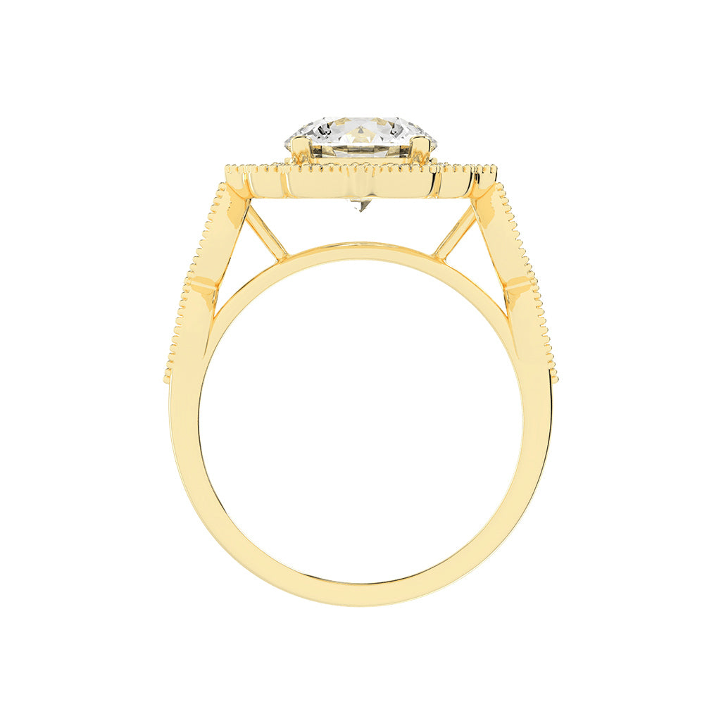 Halinara Sunburst Round Cut Halo Lab Diamond Ring