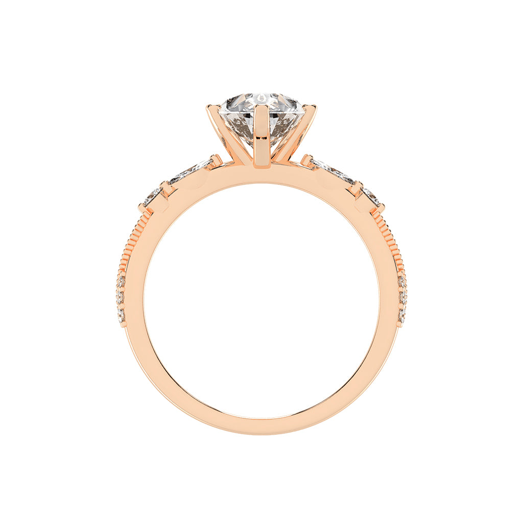 Solisara Vintage Style Pear Cut Side Stone Lab Diamond Ring