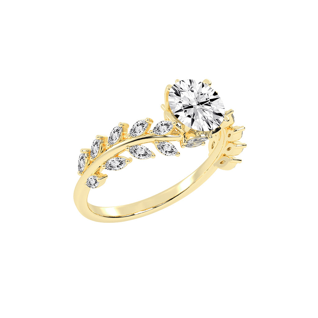 Sidriva Bypass Round Cut Side Stone Lab Diamond Ring