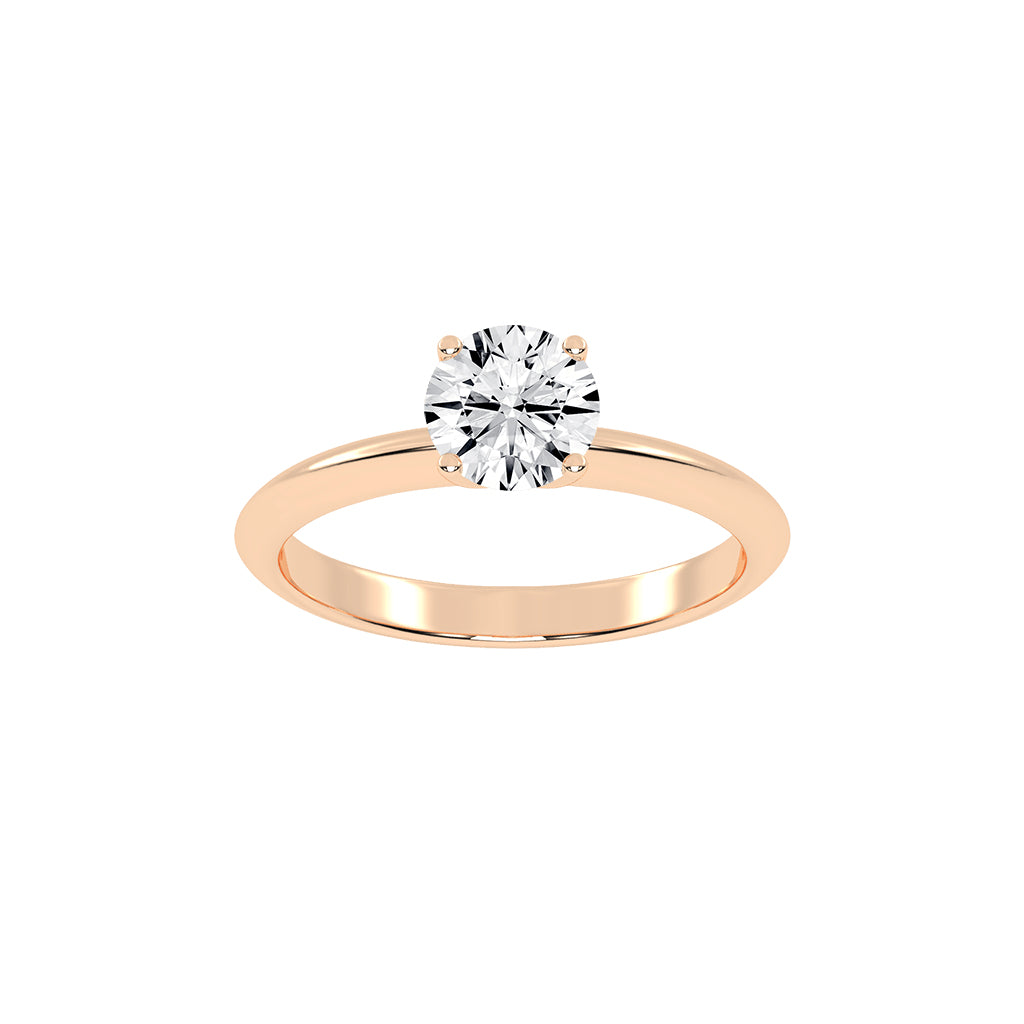 Solique Four Prong Round Cut Solitaire Lab Diamond Ring