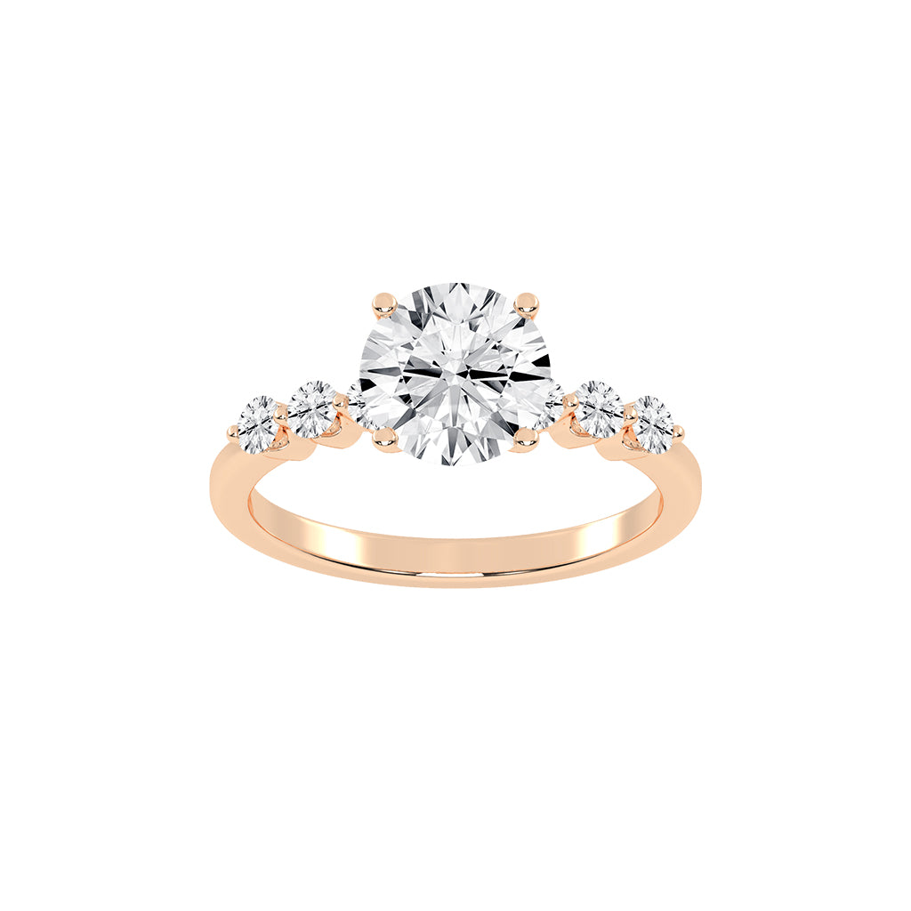 Solurille Side Stones Round Cut Lab Diamond Ring
