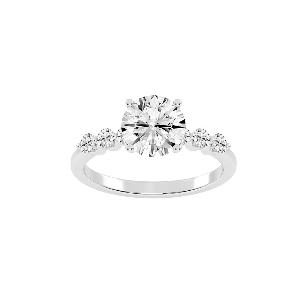 Solurille Side Stones Round Cut Lab Diamond Ring