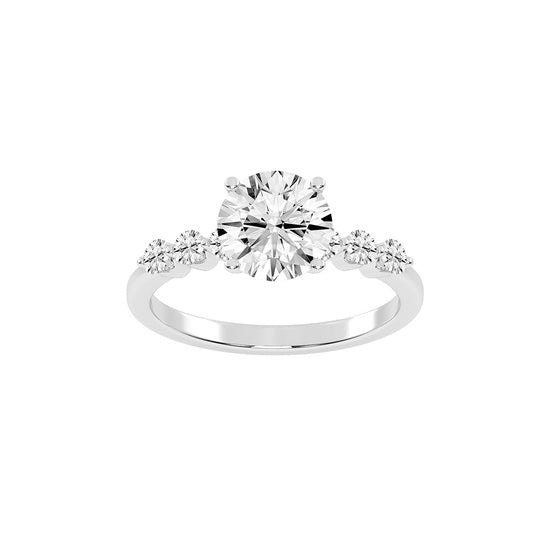 Solurille Side Stones Round Cut Lab Diamond Ring