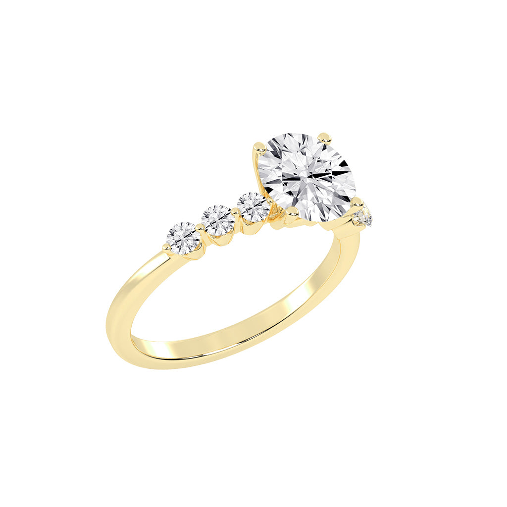 Solurille Side Stones Round Cut Lab Diamond Ring
