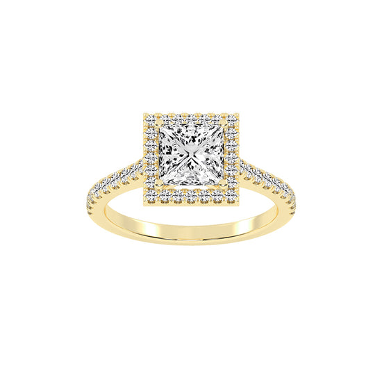 Diamaleon  Princess Cut Halo Lab Diamond Ring