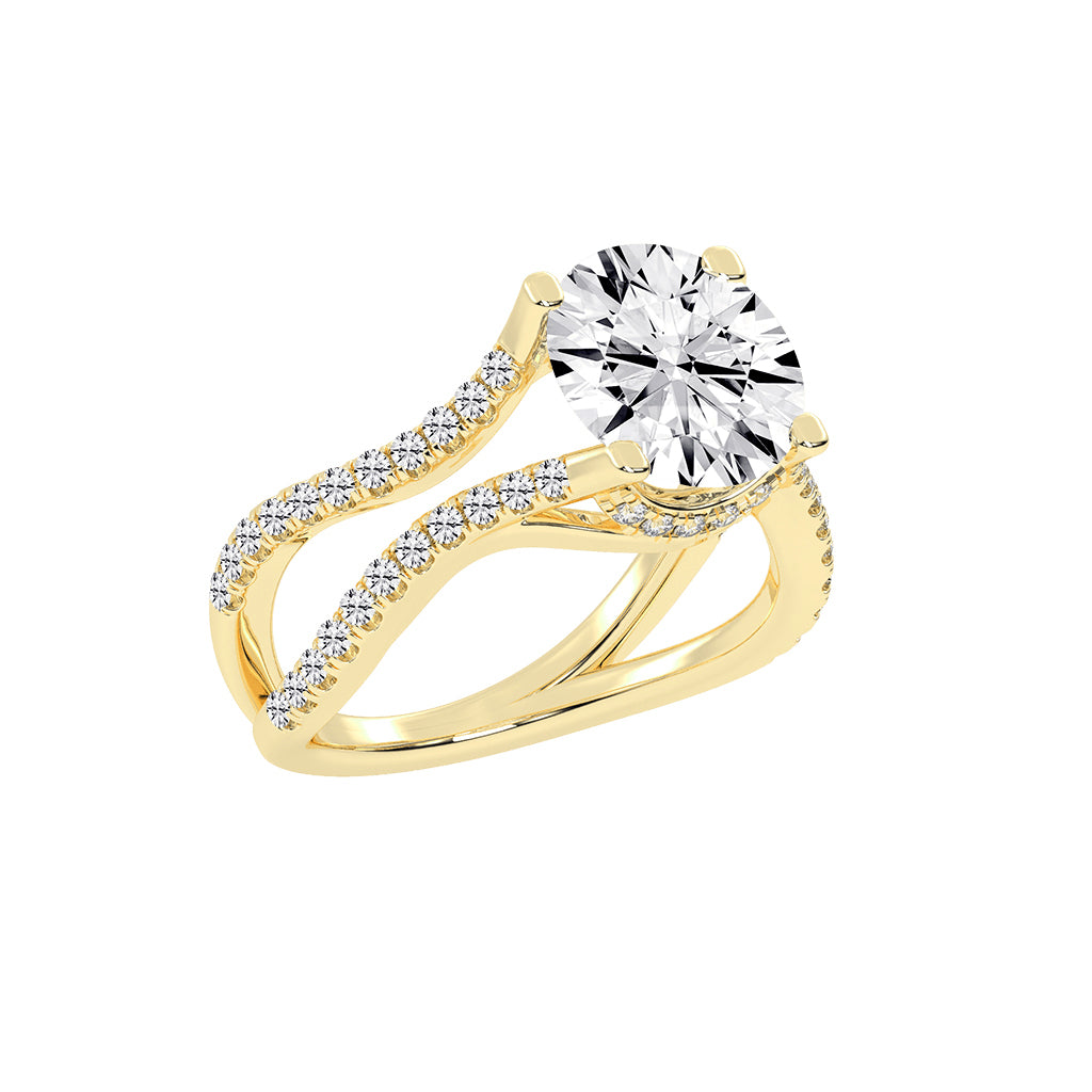 Brivona  Split Shank Round Cut Lab Diamond Ring